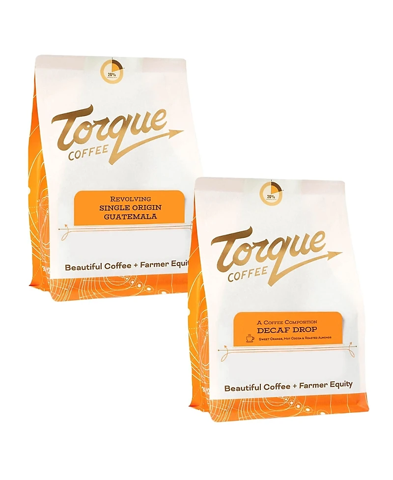 GoCoffeeGo - Torque Professor Peaberry's Drip Day & Night - Decaf Drop & Guatemala (regular), (2 x 12oz bags total)