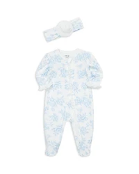 Girls' Roses Print Footie With Headband - Baby