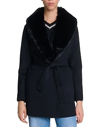 Maje Galaxyon Faux Fur Collar Coat