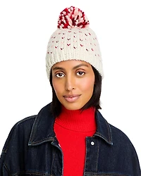 Aqua Heart Pom Pom Knit Hat - Exclusive