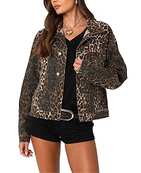 Edikted Leopard Print Denim Jacket