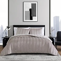 Vera Wang Velvet Linear Stitch 3 Piece Quilt Set