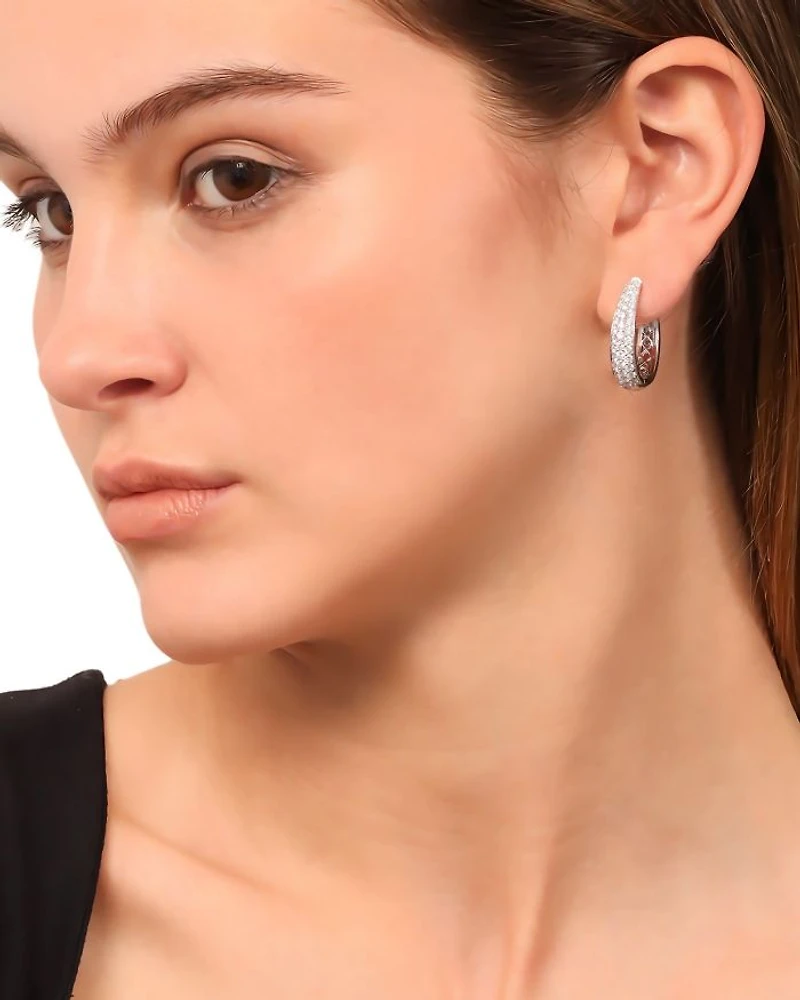 18K White Gold Via Fiori Chiari Diamond Huggie Earrings - Exclusive, Italy Campaign
