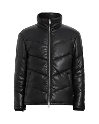 Raya Leather Quilted Full Zip Puffer Jacket