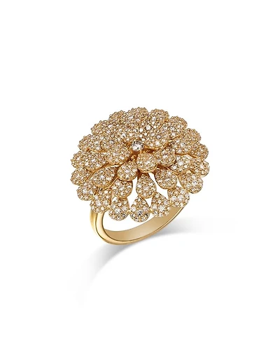 Diamond Flower Ring in 14K Yellow Gold, 1.50 tcw