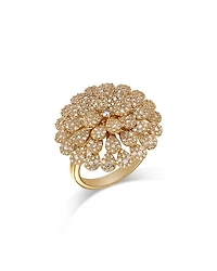 Diamond Flower Ring in 14K Yellow Gold, 1.50 tcw