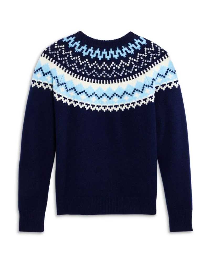 Girls' Fair Isle Cashmere Crewneck Sweater, Big Kid - Exclusive