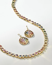 18K Rock Candy® Rainbow Sapphire & Tsavorite Mixed Cut Bezel Tennis Necklace, 17" - Exclusive