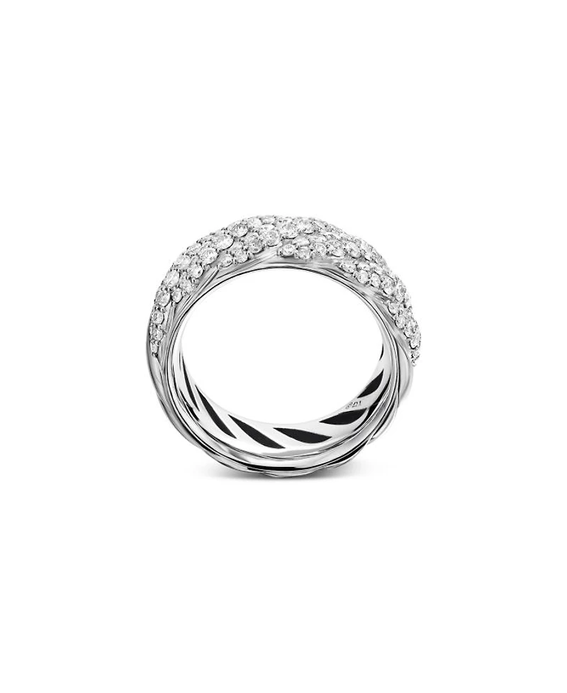 Sterling Silver Faceted Diamond Pavé Ring