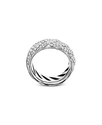 Sterling Silver Faceted Diamond Pavé Ring