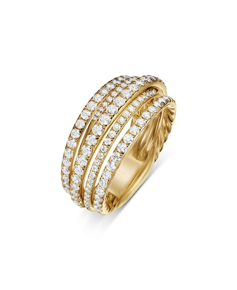 Pavé Crossover Ring 18K Yellow Gold with Diamonds, 11mm