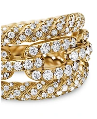18K Yellow Gold Stax Three-Row Ring with Diamonds