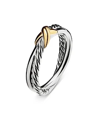 Petite X Ring Sterling Silver with 18K Yellow Gold, 4mm