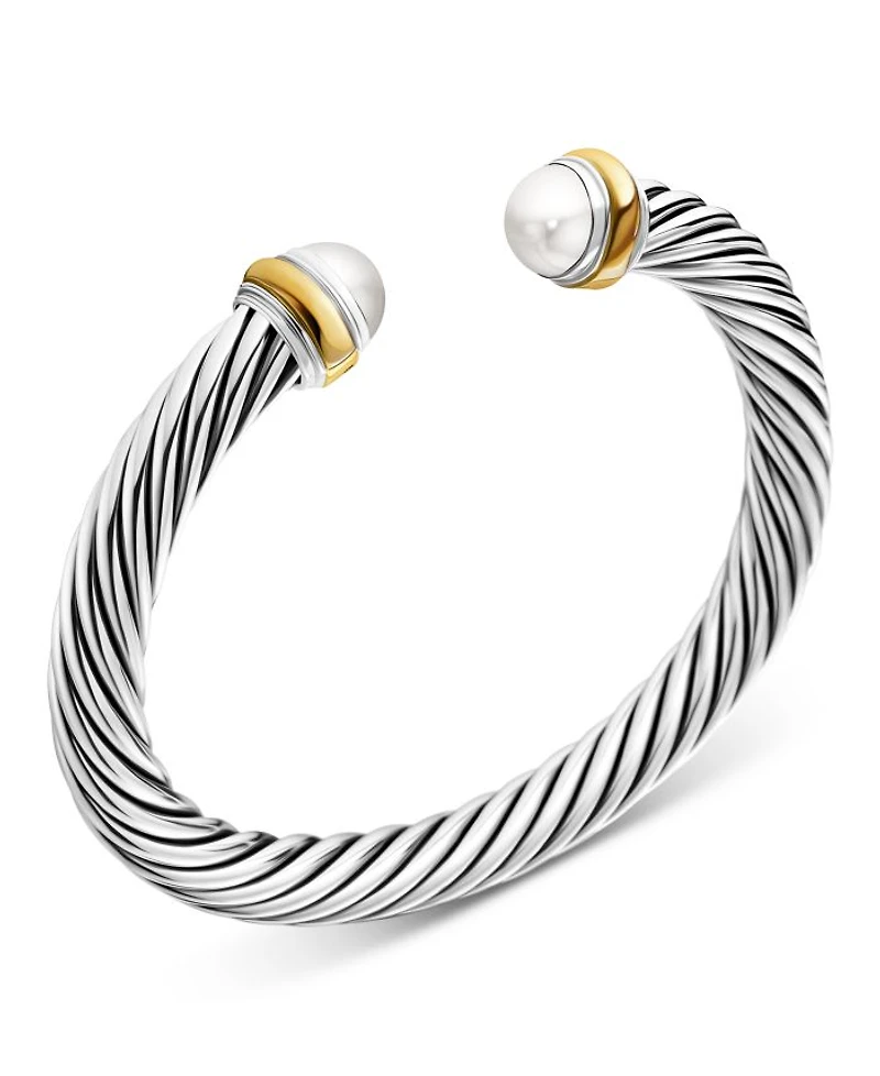 Cable Classics Bracelet with Gemstones, 14K Yellow Gold & Sterling Silver, 7mm
