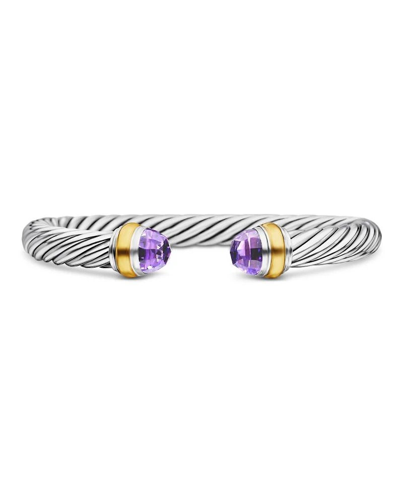 Cable Classics Bracelet with Gemstones, 14K Yellow Gold & Sterling Silver, 7mm