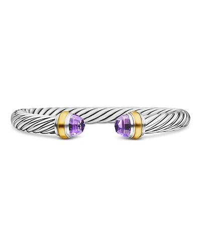 Cable Classics Bracelet with Gemstones, 14K Yellow Gold & Sterling Silver, 7mm