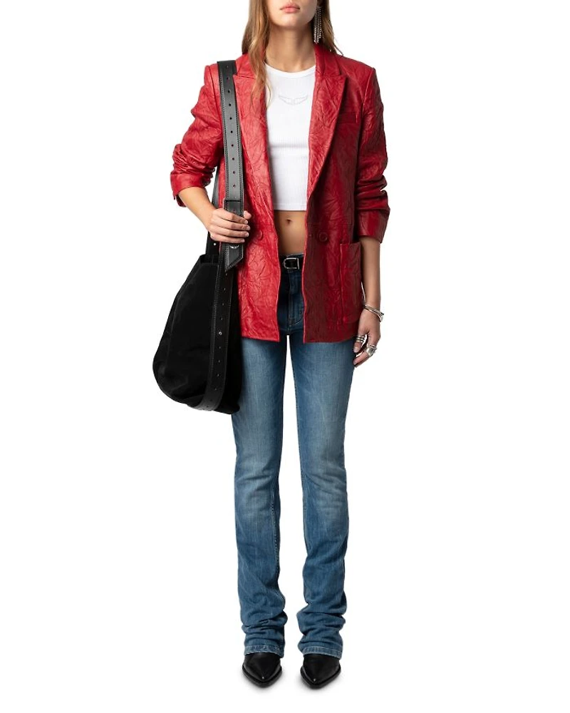 Visko Cuir Froisse Leather Blazer