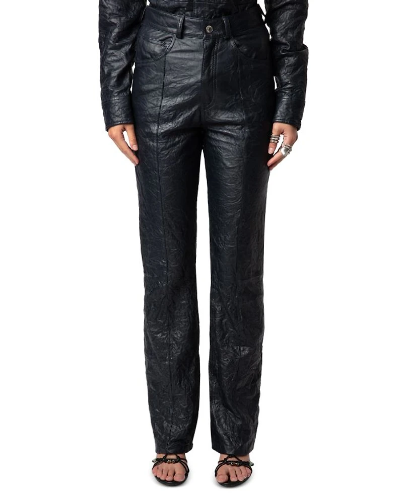 Poete Cuir Froisse Leather Pants