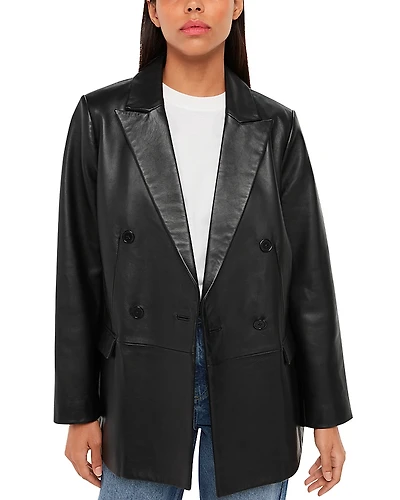 Whistles Aliza Waisted Leather Blazer