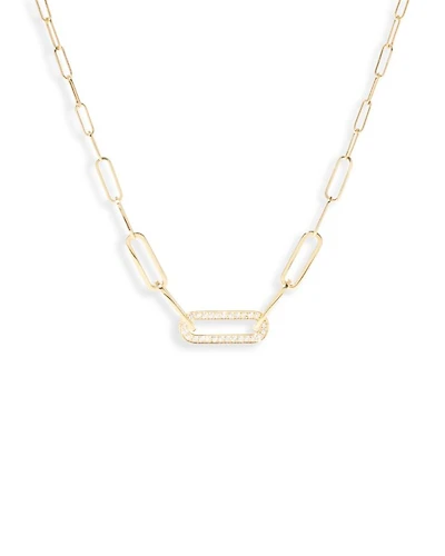 18K Gold Maillon Diamond Pavé Link Pendant Necklace