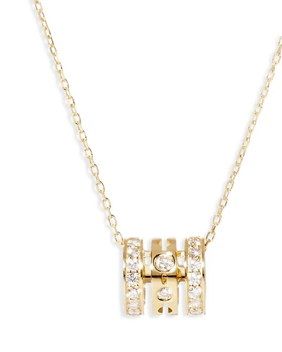 18K Yellow Gold Pulse Diamond Triple Row Pendant Necklace, 17.72"