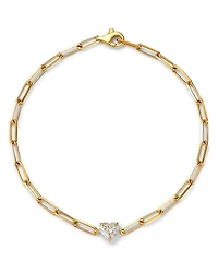 Lumeniri 14K Yellow Gold Heart Lab Grown Diamond Paperclip Bracelet