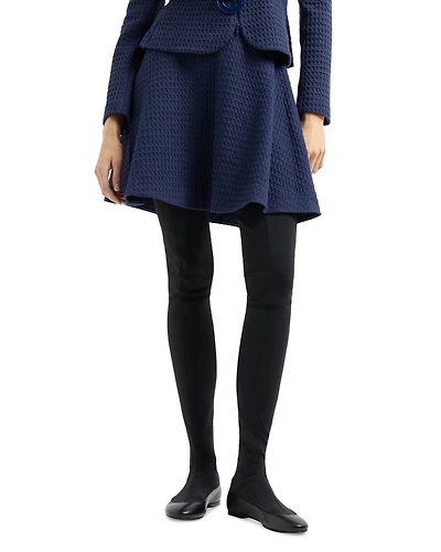 Waffle Effect Knit Flared Skirt