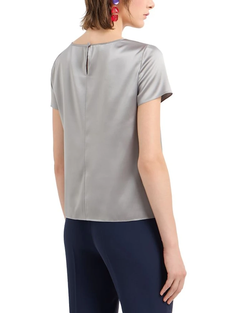 Short Sleeve Blouse Stretch Silk