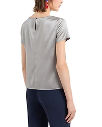 Short Sleeve Blouse Stretch Silk