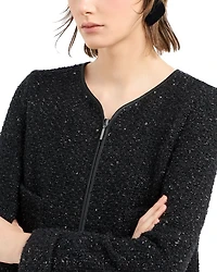 Metallic Tweed Zip Jacket