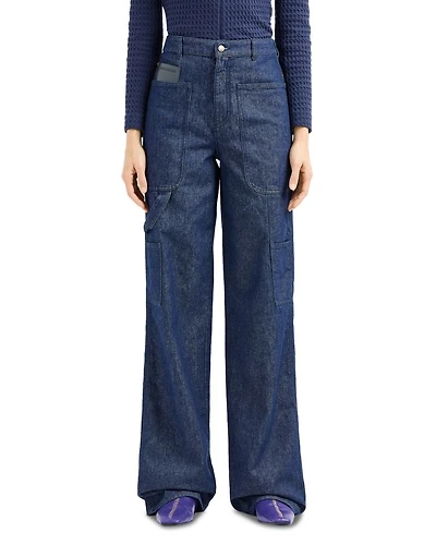 High Rise Cargo Jeans Dark Denim