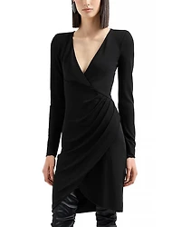 Opaque Crepe Wrap Effect Dress