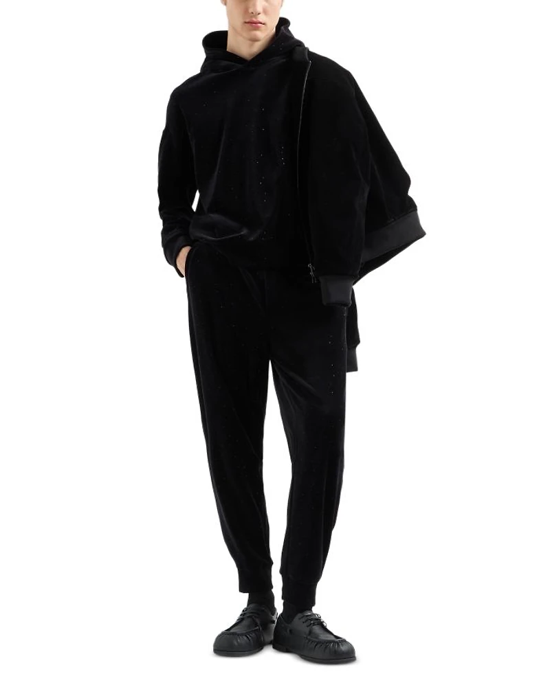 Clubwear Cotton & Nylon Chenille Rhinestone Embellished Regular Fit Joggers