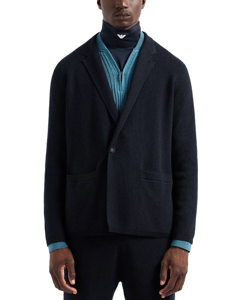 Wool Blend Knit Blazer