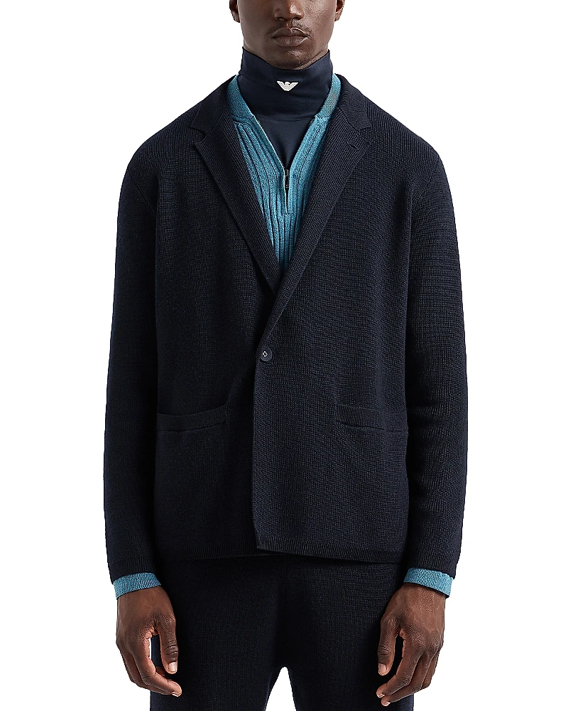Emporio Armani Wool Blend Knit Blazer