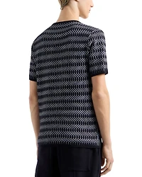 Allover Geometric Jacquard Motif Wool T Shirt