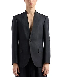 Modern Fit Mouline Wool Blend Jacket with Contrast Color Stitching