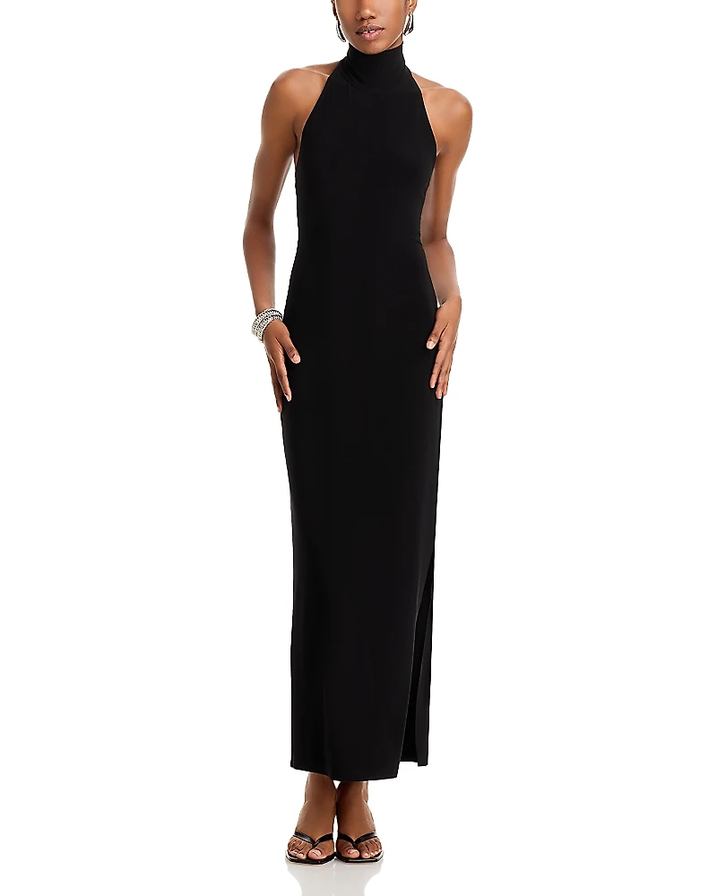 Norma Kamali Side Slit Halter Gown