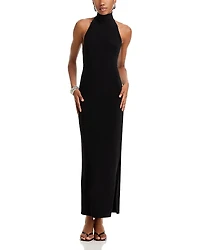 Norma Kamali Side Slit Halter Gown