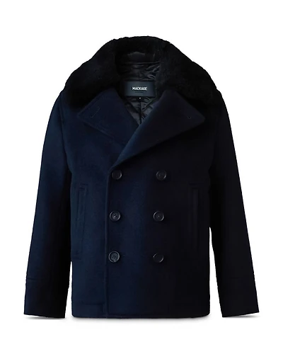 Unisex Camden Wool Blend Shearling Collar Peacoat - Big Kid