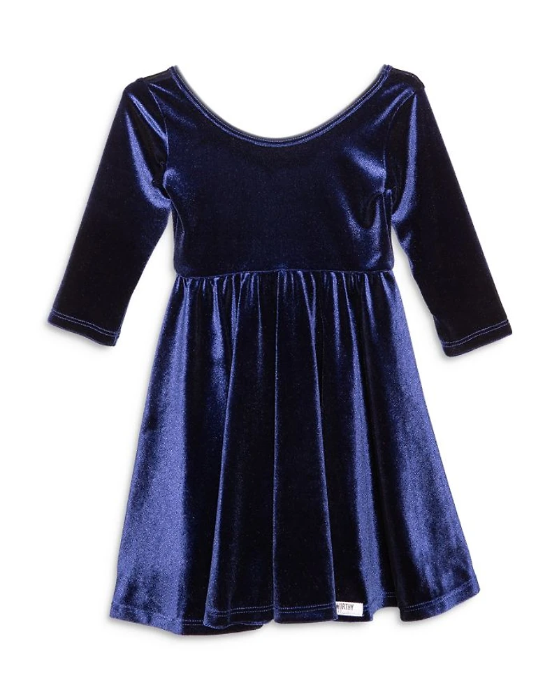 Girls' Twirly Dress Navy Stretch Velvet - Little Kid, Big Kid