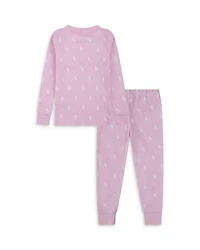 Girls' Polo Ralph Lauren Cotton Ribbed Pony Long Sleeve Tee & Pants Set - Little Kid