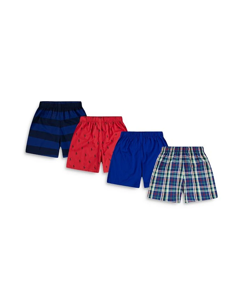 Boys' Polo Ralph Lauren Woven Boxers, Pack of 4 - Big Kid