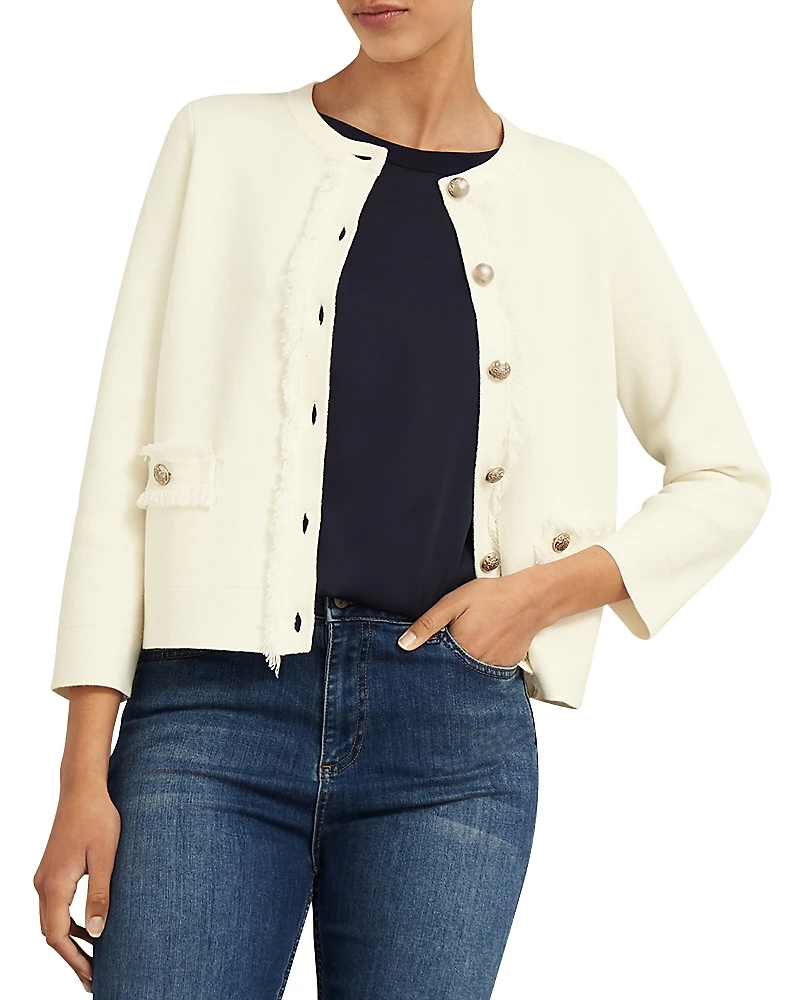 Hobbs London Sairey Knitted Fringe Jacket