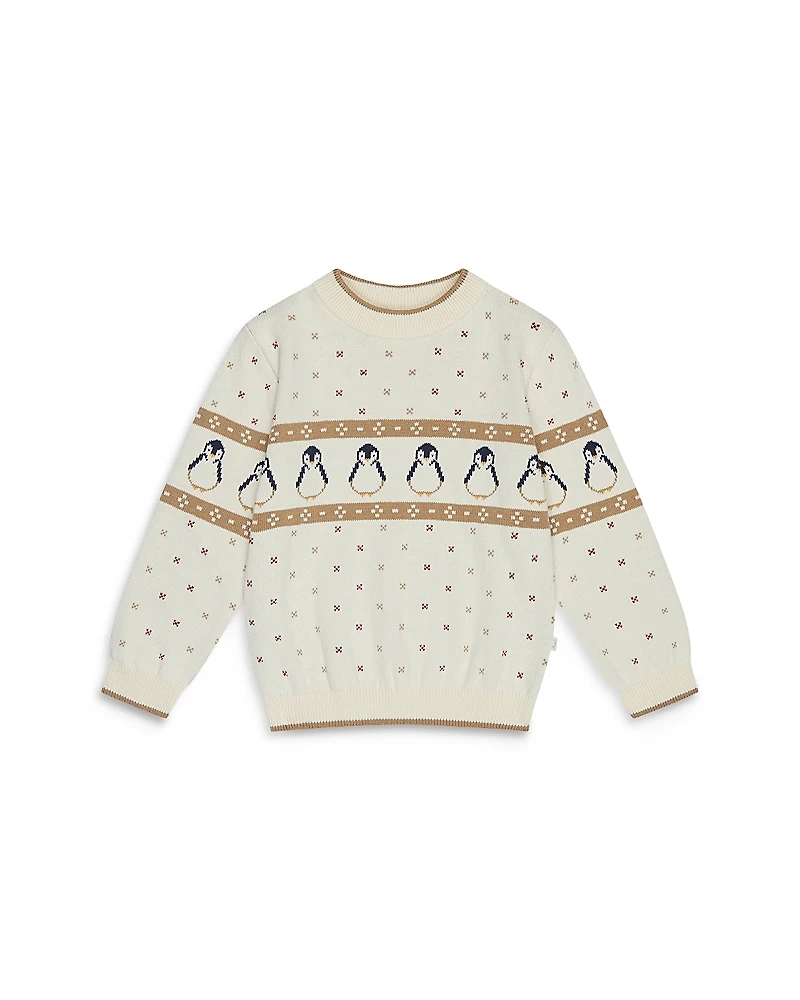 Mori Unisex Penguin Fair Isle Knit Sweater - Baby