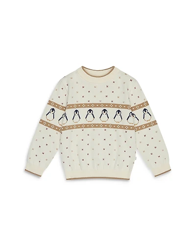 Mori Unisex Penguin Fair Isle Knit Sweater - Baby
