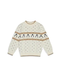 Mori Unisex Penguin Fair Isle Knit Sweater - Baby