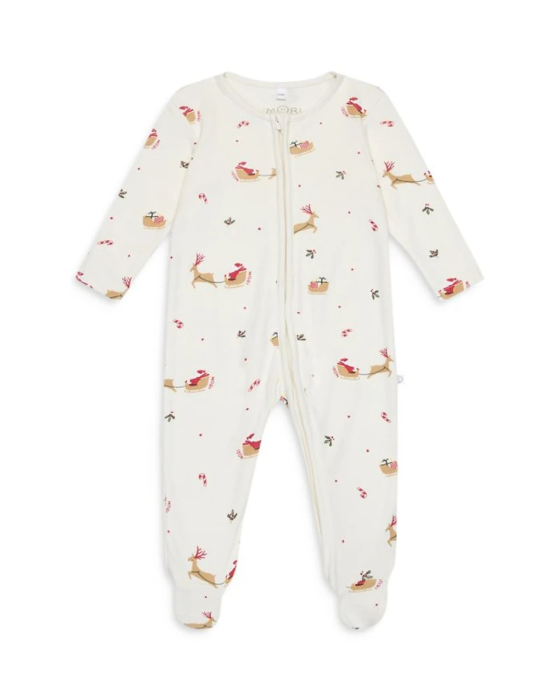 Unisex Santa Print Two Way Zip Sleepsuit - Baby
