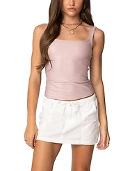 Edikted Sarah Shiny Square Neck Tank Top