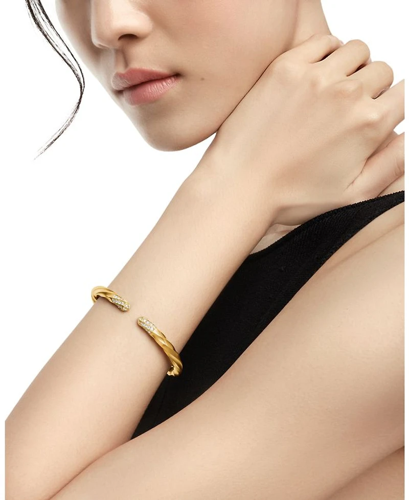 Cable Edge® Bracelet in 18K Yellow Gold with Diamonds, 5.5mm